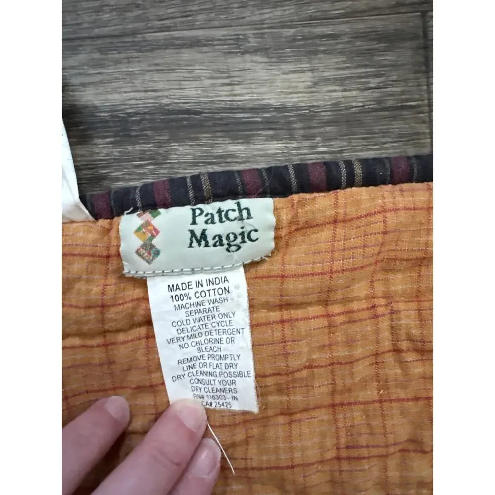 Patch Magic Harvest Log Cabin Throw Quilt 48 x 60 Rustic Cabin Hanging Loops